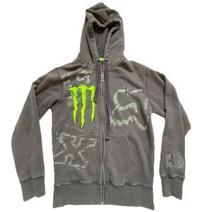 Fox Racing Monster Energy 4 Ricky Carmichael Zip Jacket Hoodie Black Sz Small